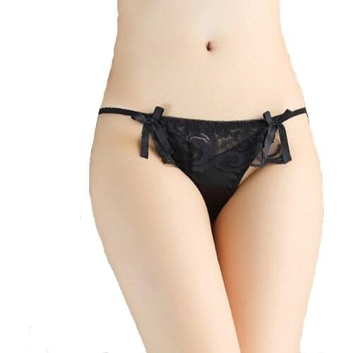 Sexy Lace Thong Panties Ladies Women Underwear Buttocks Rhinestone Low Waist Hot Thong Transparent T Panties G String Q547