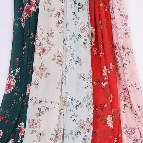 50D Flowers Printed Chiffon Fabric for Sewing Clothes Tops Dress Blouse DIY Quilting Dabric Per The Meter