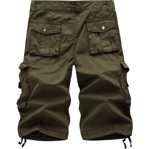 New 2021 Summer Cargo Shorts Men Casual Summer Solid Color Multi Pockets Fifth Cargo Pants Loose Beach Shorts Sport Shorts