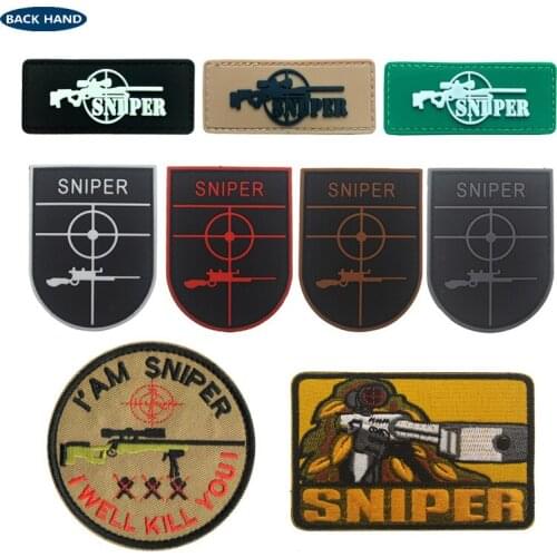 Tactical Bear Hunter Airsoft Sniper Patches ONE SHOT KILL Aiming Grid Military Death Skull DEVGRU SWAT UNIFORM JACKET ARMY BADGE