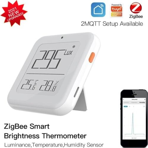 Tuya Zigbee/Bluetooth Light Sensitive Thermometer Wireless Smart Hygrometer Thermometer Detector Works With Alexa Google Home