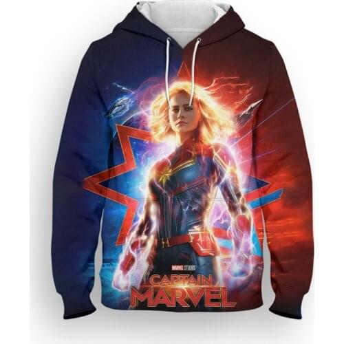 Captain Marvel Super Hero Womens Sweatshirt Fashion Spring 3D Printed Children Hoodies Streetwear Mens Oversized Tracksuit