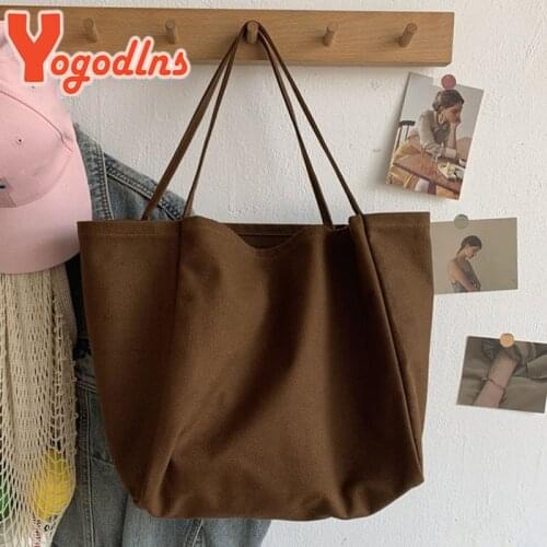 Yogodlns Cusual Canvas Handbag For Women Large Capacity Tote Bag Simple Solid Color Shoulder Bag Shopping Big Reusable Lady Tote