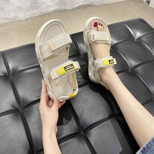 Womens Sandals 2021 Summer New Velcro Flat Casual Soft Bottom Lightweight Exercise Womens Shoes
