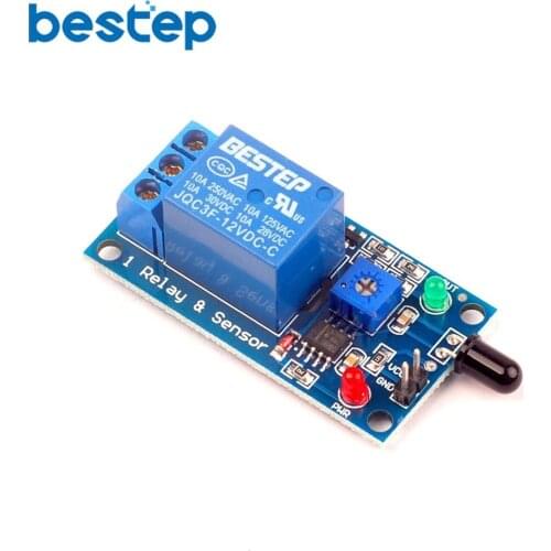 1 Channel 12V Flame Sensor Module Fire Detection Fire Alarm Sensor Relay Module