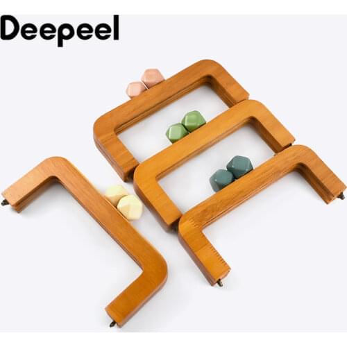 1pc Deepeel 20*8cm Resin Head Wooden Bag Closure Handle Purse Sewing Brackets Kiss Clasp Handbag Sewing Accessory Handles BS243