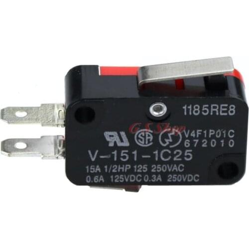1PCS V-151-1C25 15A Micro Limit Switch Push Button SPDT Momentary Snap Action Inching switch, travel switch