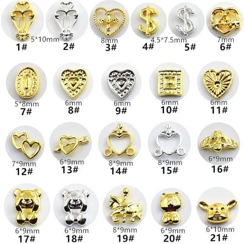 10pcs/lot Korea 3D Alloy Nail Parts Kawaii Bear Heart Nail Art Accessories Charm Styling Nail Deco Supplies For Professionals