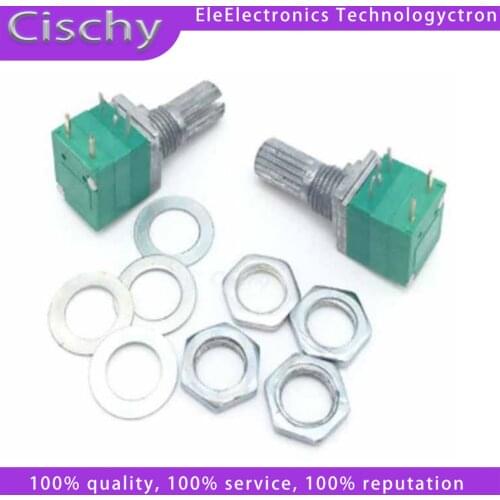 10pcs/lot RK097G 6Pin 5K 10K 20K 50K 100K B5K with a switch audio shaft 15mm amplifier sealing potentiometer