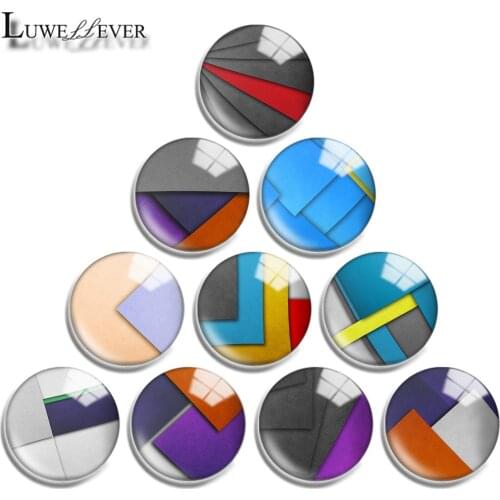 12mm 16mm 20mm 25mm 30mm 40mm 740 Geometry Patterns Mix Round Glass Cabochon Jewelry Finding 18mm Snap Button Charm Bracelet