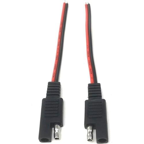2Pcs 18AWG SAE Extension Cable 2-Pin SAE Quick Disconnect Plug 10A Solar Battery Panel SAE Plug Input Cable and Output Cable