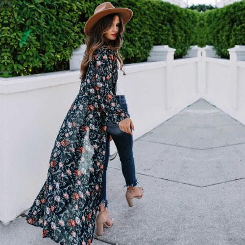 2021 Boho Printed Chiffon Bathing Suit Cover-ups Plus Size Beach Wear Kimono Dress Tunic For Women Summer Swimsuit Cover Up A830