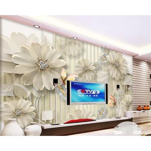 Beibehang Custom living room background wall 3d wallpaper 3D stereo HD jewelry diamond flower photo wallpaper papel de parede