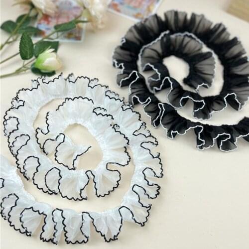 4cm*1yard Retro Ruffle wave lace trim for clothes white black Trimmings for wedding dress DIY sewing accessories trim for tailor