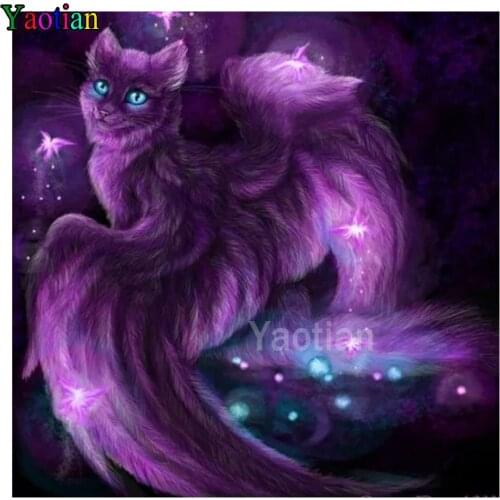 5D Diamond Painting Embroidery Cross Stitch Diamond Mosaic Fantasy cat angel wings Full Drill Rhinestone Picture Children Gift