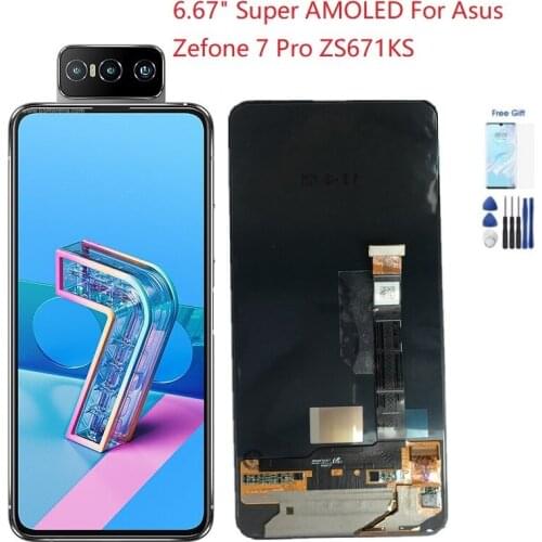 6.67" Super AMOLED For Asus Zefone 7 Pro ZS671KS Lcd Screen Touch Screen Digitizer For Asus Zenfone 7 Pro 5G ZS671KS Display