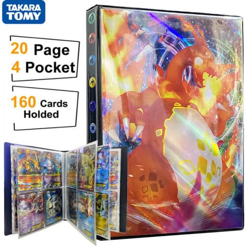 4 Pocket 160 Card Pokemon Flash Album Book Playing Game Liver Pokémon Charizard Collection Map Binder Holder Folder Kid Toy Gift