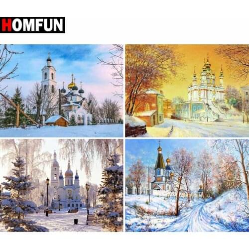 HOMFUN Full Square/Round Drill 5D DIY Diamond Painting "Castle landscape" Embroidery Cross Stitch 5D Home Decor Gift