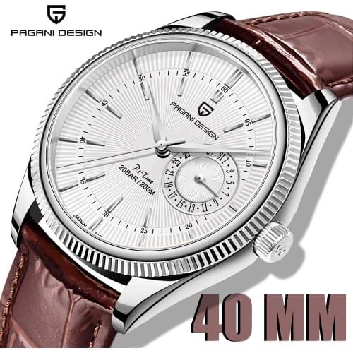 PAGANI Design 40MM Stainless Steel Dial Top Brand Mens Quartz Wristwatches Business Leather Strap 200M Waterproof Luxury Watch