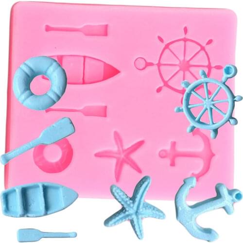 Ship ​Silicone Mold Anchor Cupcake Topper Ocean Series Fondant Cake Decorating Tools Candy Resin Clay Chocolate Gumpaste Mould