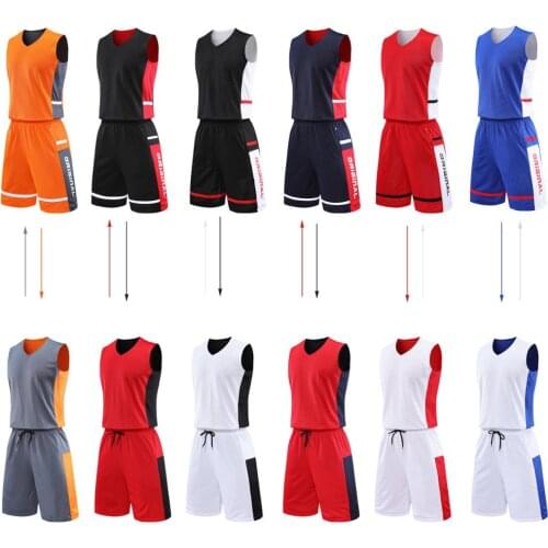 Men Reversible Basketball Jerseys Double Side Wear 2020 Women College Basketball Uniforms Kits throwback Basketball Shirts Sets