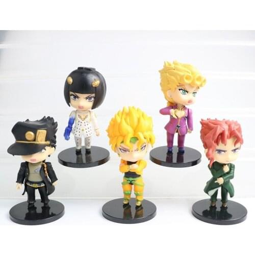 5pcs Anime JoJos Bizarre Adventure Action Figure Toys Higashikata Josuke Kakyoin Noriaki Q Ver Collectable Model Doll Gifts