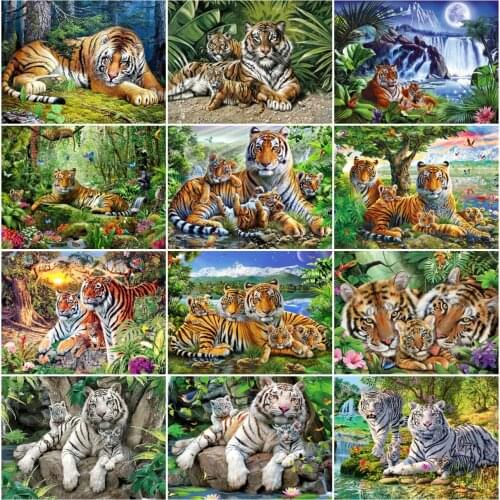 Evershine 5D Diamond Painting Tiger Picture Of Rhinestones Diamond Embroidery Animals Full Square Diamond Mosaic Wall Decor
