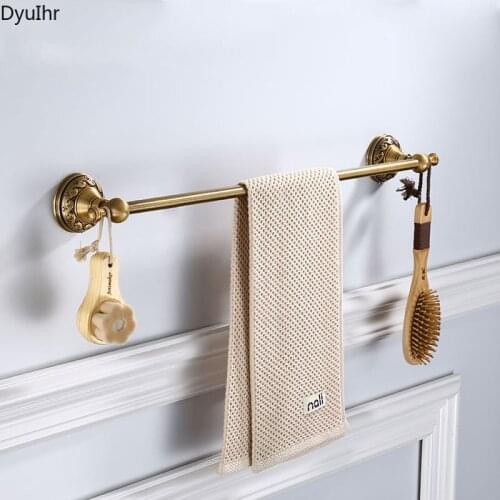 European antique space aluminum wall-mounted towel bar bathroom single rod exquisitely carved towel rack bathroom accessories
