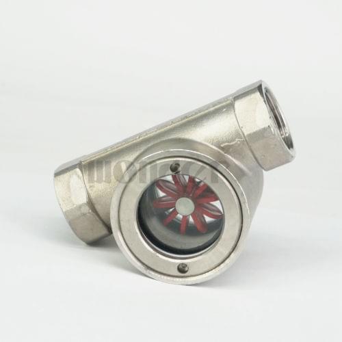 3/4" BSP Female SS304 Stainless Steel Glass Window Sight Flow Indicator With Impeller 2.5 Mpa
