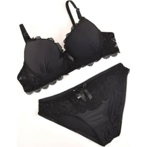 New Women Bra Set Fashion Lace Decor Underwear Set Female Quality Thin Bra Set Casual Solid Color Set For Women