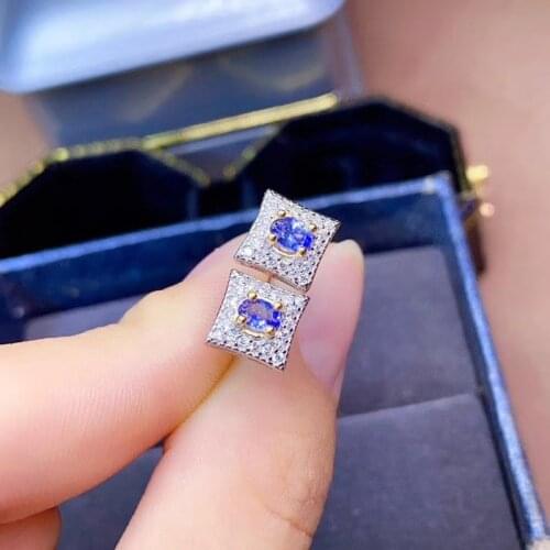 Fashion tanzanite earring Jewelry Natural And real tanzanite earring 925 sterling silver