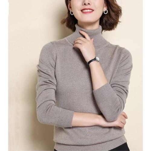 GABERLY Soft Cashmere Elastic Turtleneck Sweaters and Pullovers for Women Autumn Winter Female Wool Knitted Brand Sweater
