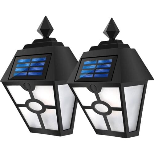 2x 1x Simulation Dynamic Flame Solar Wall Lamp Auto On Off Outdoor Security Light 600mAh Night Lamp Retro Vila Landscape Light