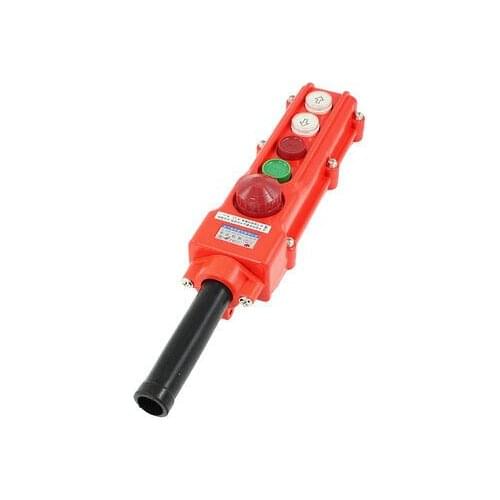 Rainproof Hoist Crane Control Station 2 Ways Pushbutton Switch w Emergency Stop