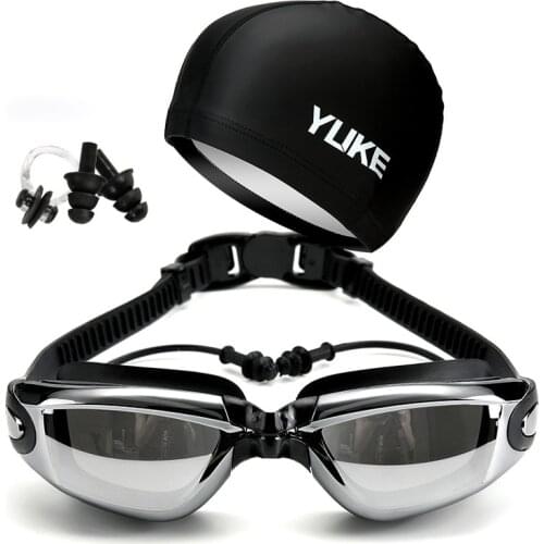 New Swimming Goggles Earplug Professional Adult With Swim Cap Pool Glasses Anti Fog Men Women Optical Waterproof Sports Eyewear