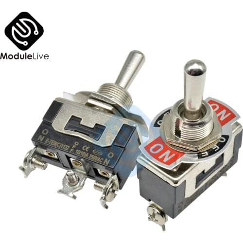 E-TEN(C)1122 12mm Toggle Switch S Double Throw SPDT ON-OFF 250/16A 1/4 Inch Mounting 29*14.7MM 3Positions 3Pins