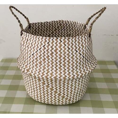 Rattan Wicker Folding Basket Hanging Vase Flower Fabric Planter Laundry Basket Storage Home Decoration Hot Sale