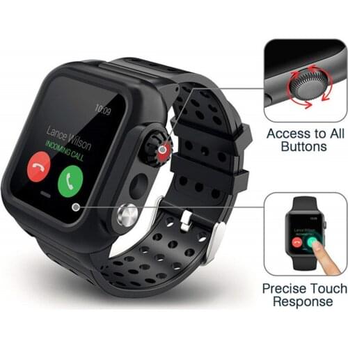 Full Screen Protective Waterproof Cover Set for iWatch Series SE/6/5/4/3 Case+Silicone Strap for Apple Watch Band 38/42/40/44mm