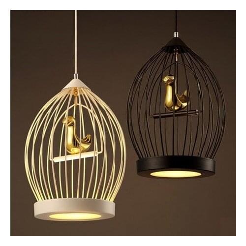 Loft Style Simple Creative Cage Droplight Retro LED Pendant Light Fixtures For Dining Room Hanging Lamp Indoor Lighting