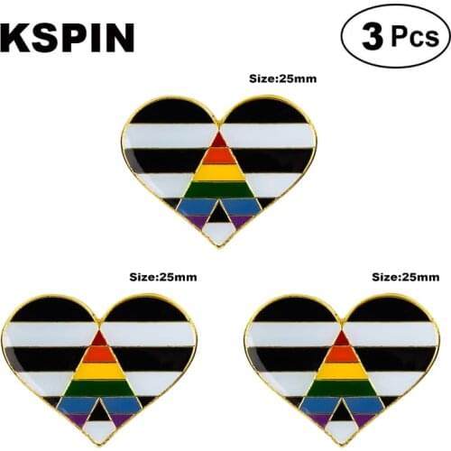 Straight Allies Heart Shape Lapel Pin Brooches Pins Flag badge Brooch Badges