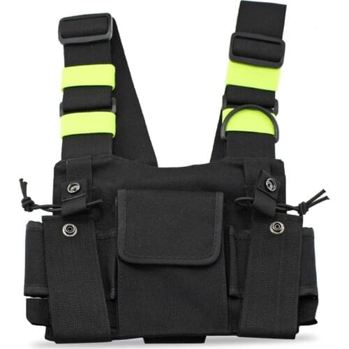Adjustable black chest Rig Bag with reflective strips tactical vest