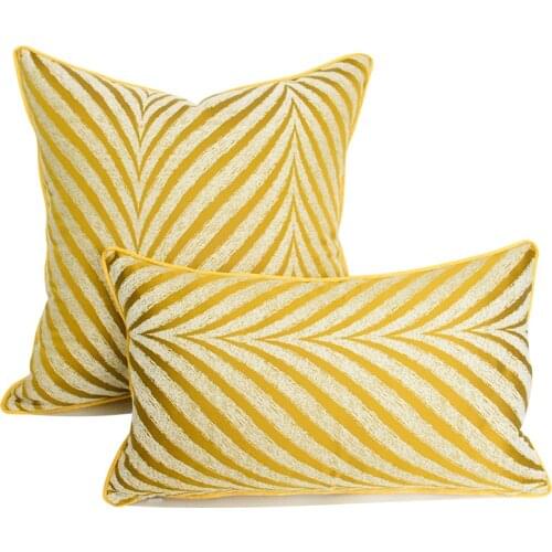 Luxury Yellow Cushion Cover High Precision Embroidery Jacquard Pillow Cover Sofa Cushion Pillowcase 45x45 50x50 Home Deco