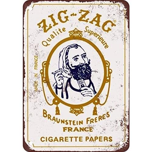 Zig-Zag Cigarette Papers Vintage Look Reproduction Metal Tin Sign 12X18 Inches