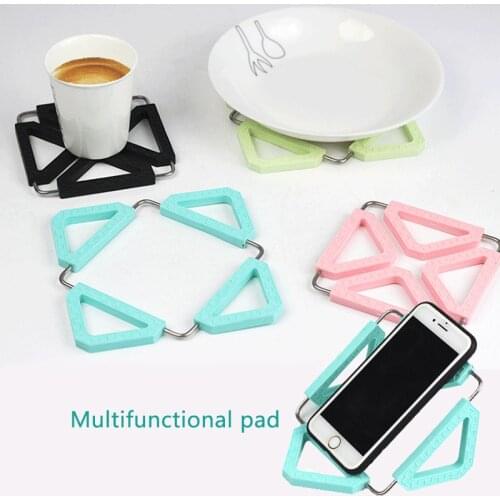 Fold Silicone Insulation Stainless Steel Kitchen High Temperature Resistant hot pot pans Cup pad holder Placemat Accessories