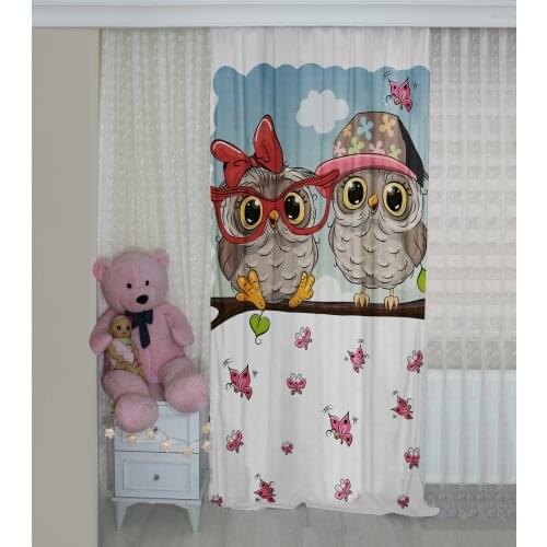 Owl pattern background curtain velvet curtain children room cover animals cute bird