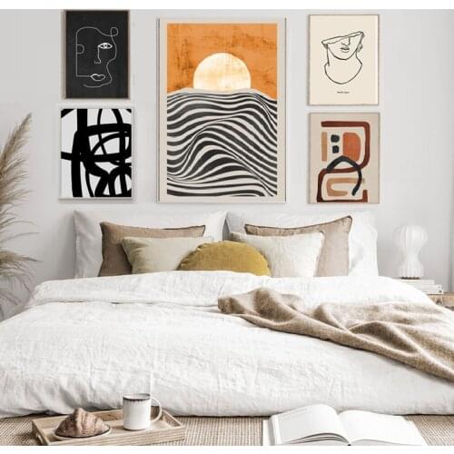 Modern poster Abstract geometry oil painting wall art and printing retro pictures for living room home decoration