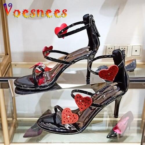 Voesnees 2021 New Star Catwalk High Heels 10cm Rhinestone Waterproof Platform Stiletto Sandals Thin Heels Nightclub Women Shoes