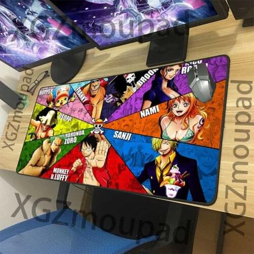 XGZ Large Game Mouse Pad Black Lock Edge Cartoon One Piece Luffy Computer Table Mat Rubber Stripe Non-slip 900x400/600x300