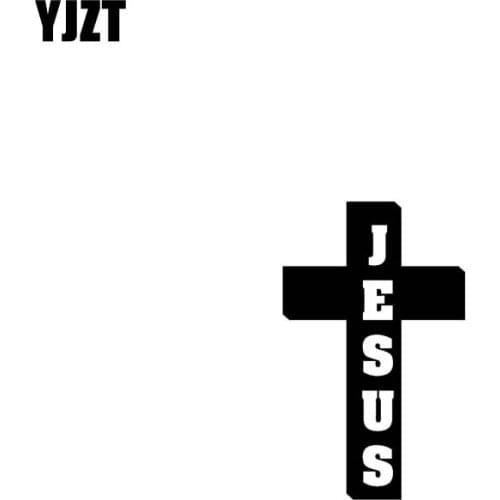 YJZT 7.9CM*12.7CM Jesus Cross Vinyl Car Motorcycle Sticker Decals Black/Silver C13-000176