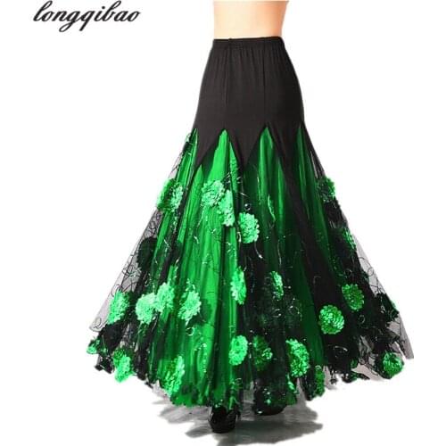 Swing Latin Ballroom Dance Skirt Square Dancing Sequined Dresses Sequins Modern Social Dance Skirt National Standard Walt TB7227